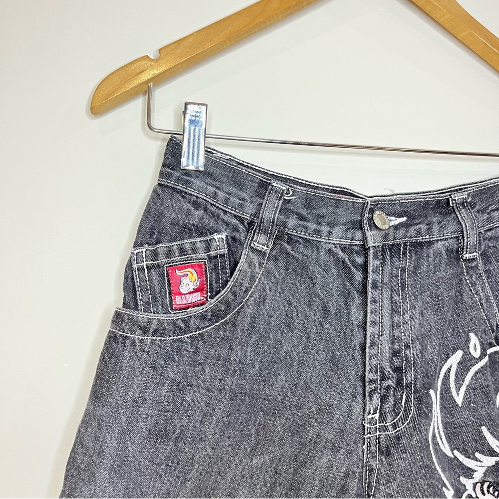 VTG Blazehead Embroidered Skater Denim Shorts Kids Size 14 or Adults Size XS XXS - Picture 5 of 6